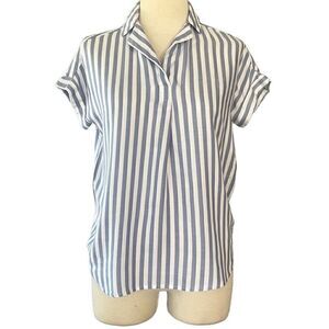 BeachLunchLounge Dessie Majestic Blue & White Striped Blouse Top Women’s XS